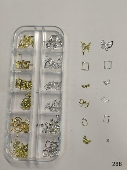 GV659 Butterfly Nail Art Charms Kit – Gold & Silver Mix (288)