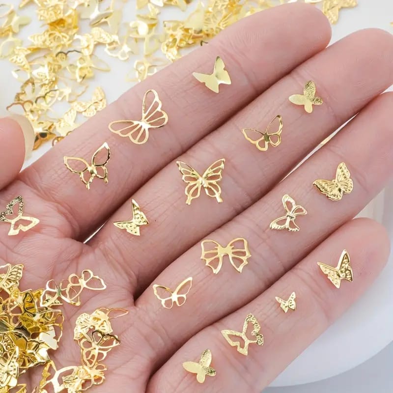 GV635 Gold Butterfly Nail Charms – 3D Nail Art Decorations ( Design May Vary )