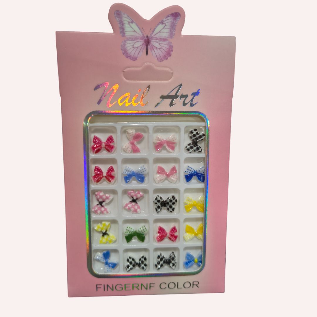 GV723 3D Nail Art Colorful Bow Charms – Acrylic Nail Decorations for Creative Nail Designs