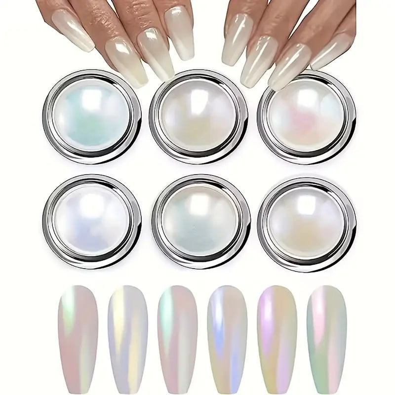 GV739 12-Color Chrome Nail Art Powder Set – Mirror Effect Metallic Pigment for DIY Gel & Acrylic Manicure Designs (Each 0.5gm)