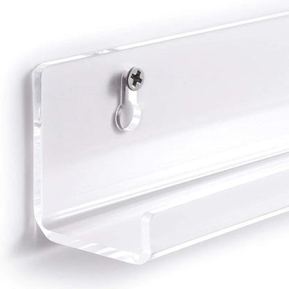 GV1189 Clear Acrylic Wall Mount Nail Polish Organizer Racks – Floating Shelf Display Stand, Set of 4 Pcs