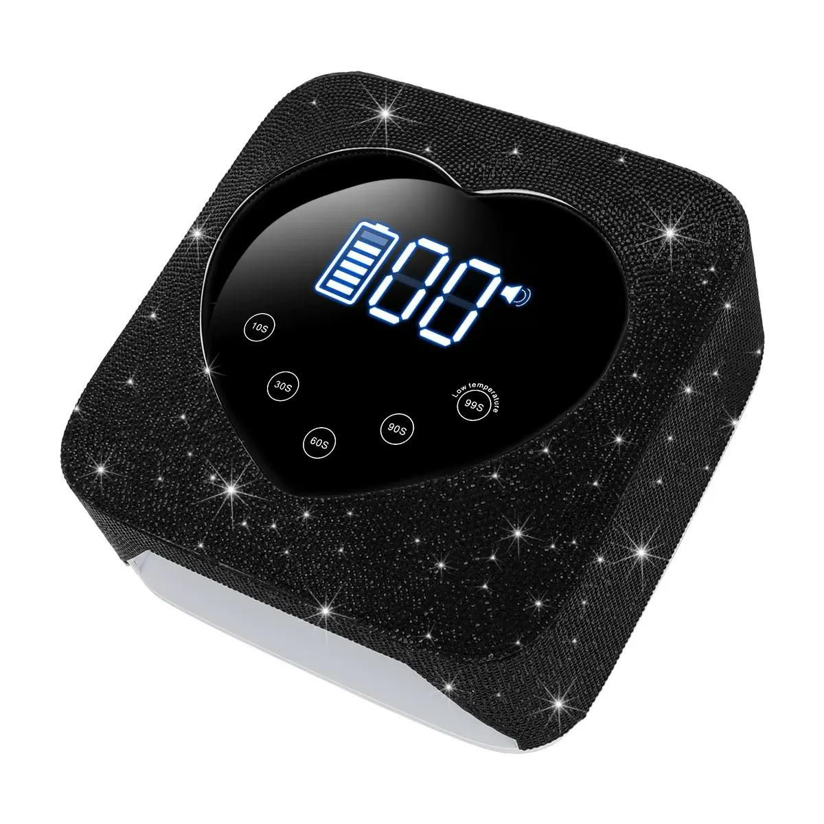 GV483 UV Light for Nails, Cordless UV Nail Lamp 72W, Rechargeable Black Diamond LED Dryer with 5 Timer Setting, Touch Control & Auto Sensor, Fast Light Curing Lamp for Salon & Home