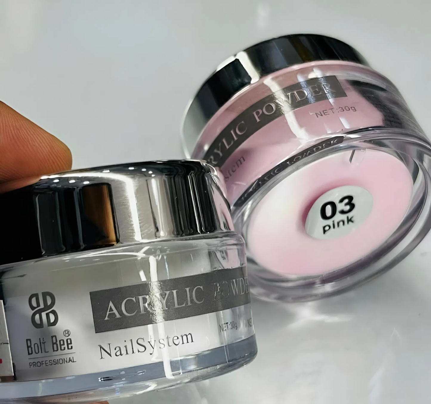 Bolt Bee Acrylic Powder | Fine Pink & Clear Professional Sculpting System