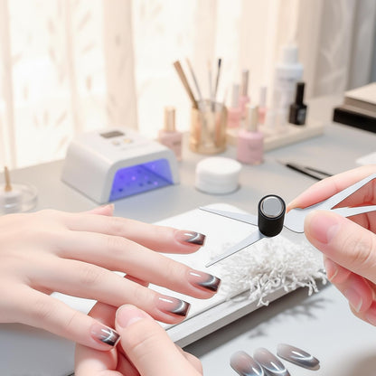 GV892 THR3E STROKES Double-head Cat Eye Nail Magnet, 2 in 1 Strong Magnetic Tool for French Effect, Perfect for DIY or Nail Salon
