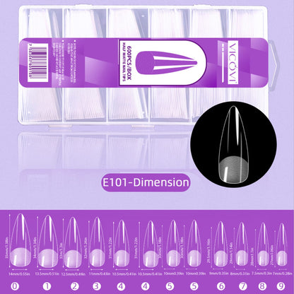 GV775 VICOVI 600PCS Half Matte Nail Tips Box Extra Long Coffin Nail Extensions Set