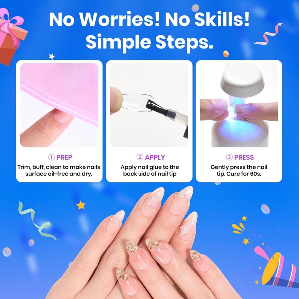 GV895 THR3E STROKES Gel Polish 9 In 1 Gel Nail Glue for Clear Acrylic Nail Tips 15ml Long Lasting Nail Kit for False Nails Tips, Base Blooming Nail, Christmas Nail Art, U V Light Required (THICK FORMULA)
