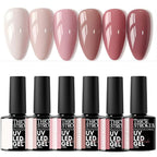 GV894 THR3E STROKES Gel Nail Polish Set - 6 Colors Milky Taro Series (7.5ml) - Nude Pink, Mauve, & Rose Neutral Shades - Glossy Finish Soak Off UV/LED Curing Nail Art Manicure Kit for Home & Salon (CHERRY BLOSSAM)