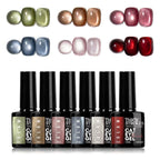 GV940 THR3E STROKES Glam Set - 6 Color Cat Eye Gel Polish Kit (7.5ml Each), 9D Magnetic Nail Polish Set for Galaxy & Velvet Effects, UV/LED Soak Off Sparkle Glitter Gel, Professional Nail Art Manicure Set (GLAM)