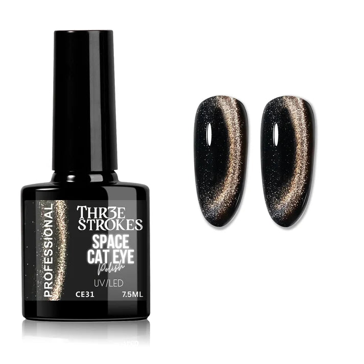 GV1142 THR3E STROKES 9D Glitter Cat Eye Gel Magnetic Nail Polish Art Manicure DIY at Home Soak Off UV Gel 7.5ML (CE31, 7.5ML)