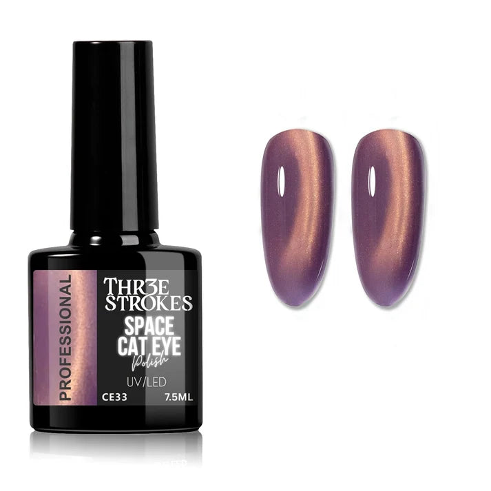 GV1144 THR3E STROKES 9D Glitter Cat Eye Gel Magnetic Nail Polish Art Manicure DIY at Home Soak Off UV Gel 7.5ML (CE33, 7.5ML)