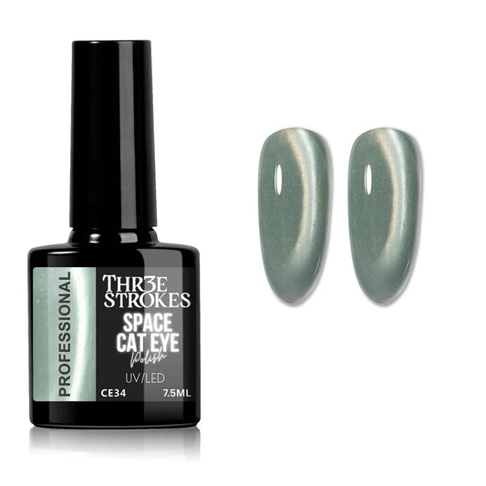 GV1145 THR3E STROKES 9D Glitter Cat Eye Gel Magnetic Nail Polish Art Manicure DIY at Home Soak Off UV Gel 7.5ML (CE34, 7.5ML)