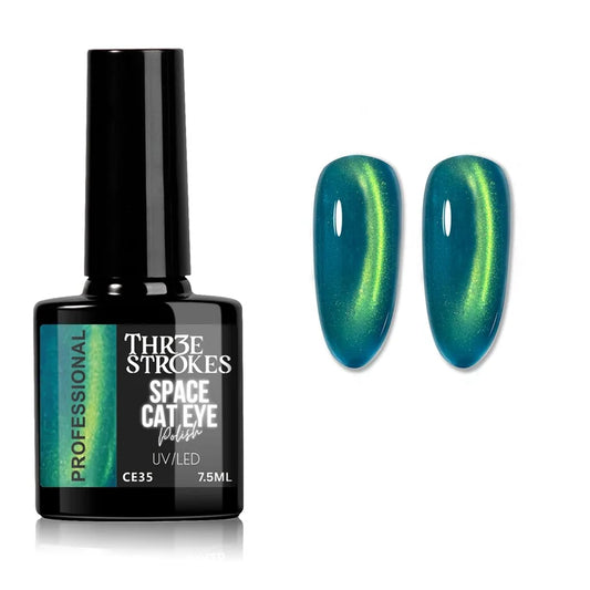 GV1146 THR3E STROKES 9D Glitter Cat Eye Gel Magnetic Nail Polish Art Manicure DIY at Home Soak Off UV Gel 7.5ML (CE35, 7.5ML)