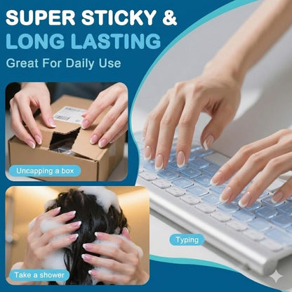 GV905 TS 720Pcs Nail Adhesive Tabs Double Sided Glue Stickers for Press on Nails - Waterproof Jelly Sticky False Nail Tips - Breathable Transparent Manicure Glue Sheets (30 Pack + 3 Orange Stick + 1FILLER)