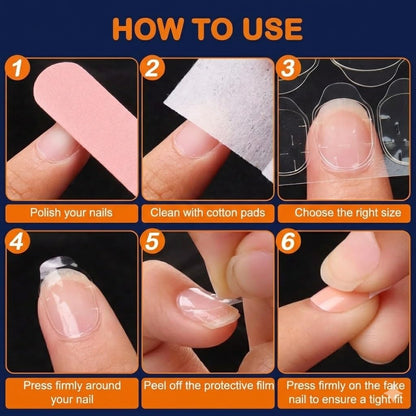 GV905 TS 720Pcs Nail Adhesive Tabs Double Sided Glue Stickers for Press on Nails - Waterproof Jelly Sticky False Nail Tips - Breathable Transparent Manicure Glue Sheets (30 Pack + 3 Orange Stick + 1FILLER)