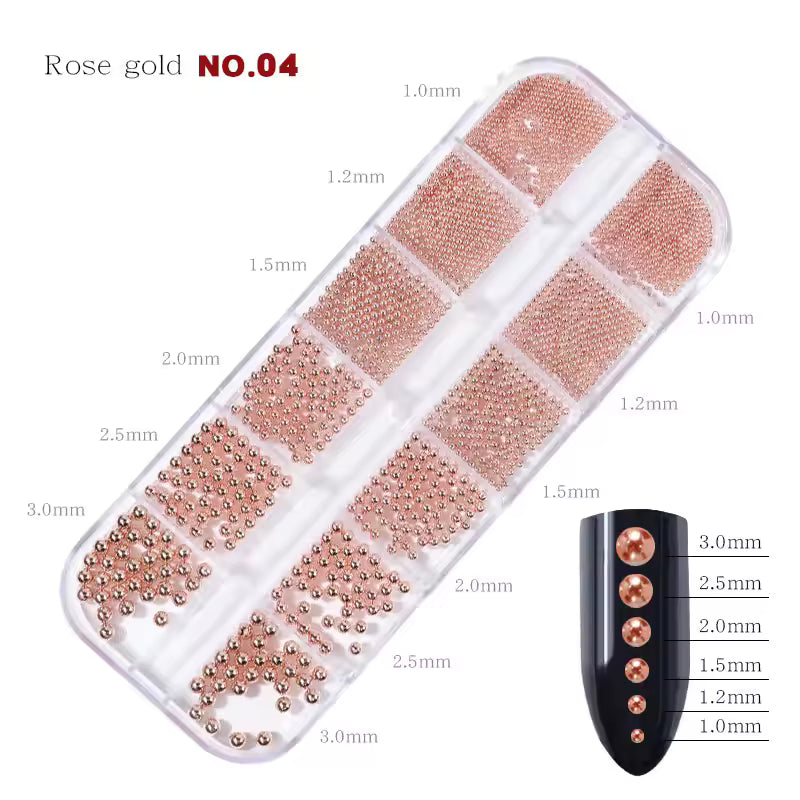 NP346 Colors Option Nail Art Micro Beads Set – Professional Caviar Beads for 3D Textures & Intricate Nail Art Decoration