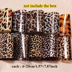 GV758 10PCS Leopard & Snake Print Nail Art Foil Stickers – Self-Adhesive Shimmering Transfer Sheets, No Heat or Lamp Needed