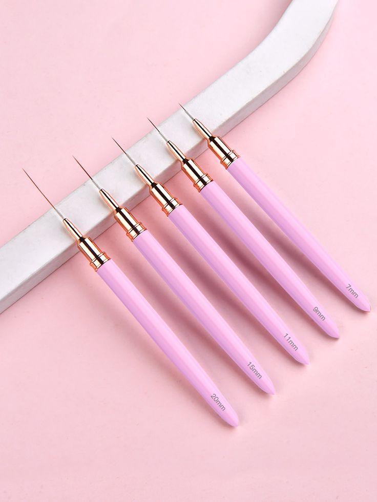 GV618 5pcs Nail Art Liner Brush Set – Precision Painting Tools (7mm–20mm) Color may Vary