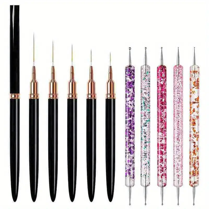 GV751 Nail Art Liner Brush Set – Double-Ended Striping, Drawing & Gel Painting Pens for Professional Manicure and Nail Design