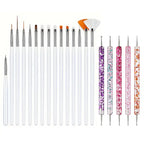 GV748 20pcs Professional Nail Art Brush Set – Acrylic & Gel Polish Design Tools with Flat, Fan, Liner, and Dotting Tips for Manicure