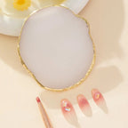 GV768 Low-Allergy Resin Agate Nail Art Palette Board with Color-Coded Sections & Rounded Edges – Professional Nail Polish Mixing Tray, Logo-Free Design Color may Vary