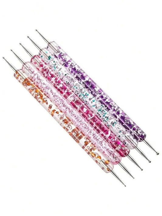 GV610 5pcs Nail Art Dotting Tools – Dual Ended Marbleizing Pen Set Color may Vary
