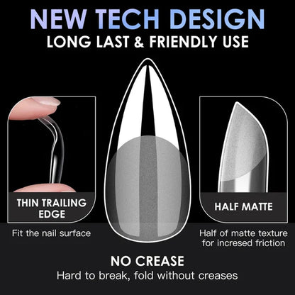 GV974 Vayve Soft Gel Nail Tips – Half Matte Pre Buff & Full Clear, 120 Pcs (12 Sizes)