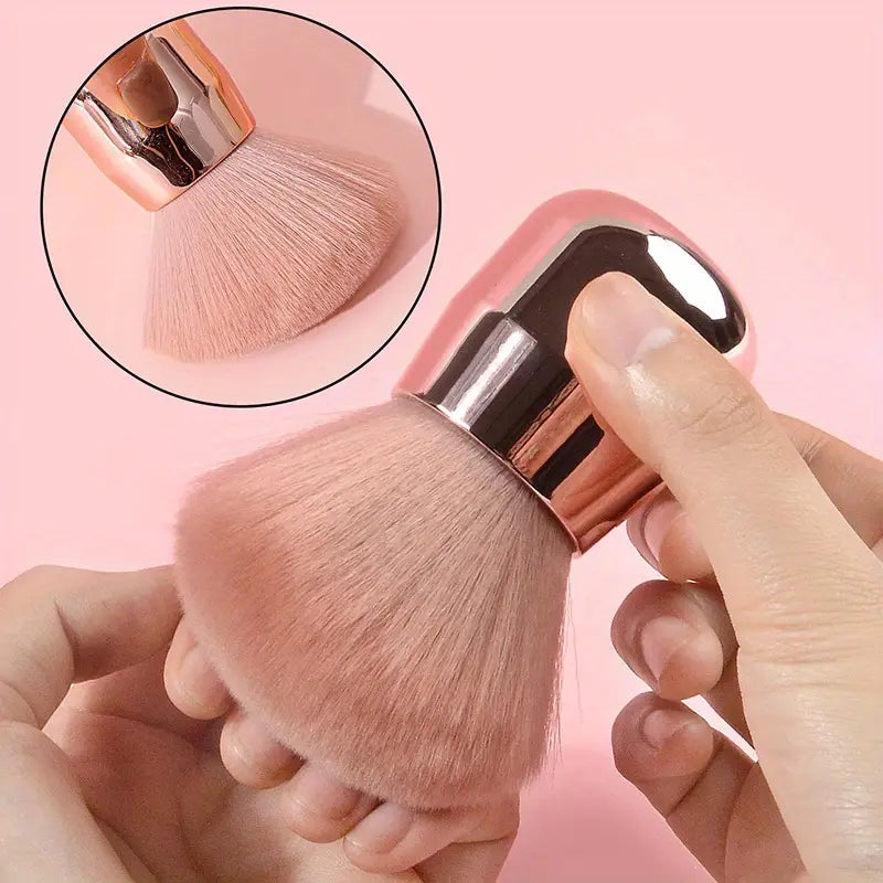 GV747 1pc Professional Nail Art Mushroom Brush – Round Gel Painting & Dust Cleaning Brush for Manicure and Makeup Tools ( Color may Vary )