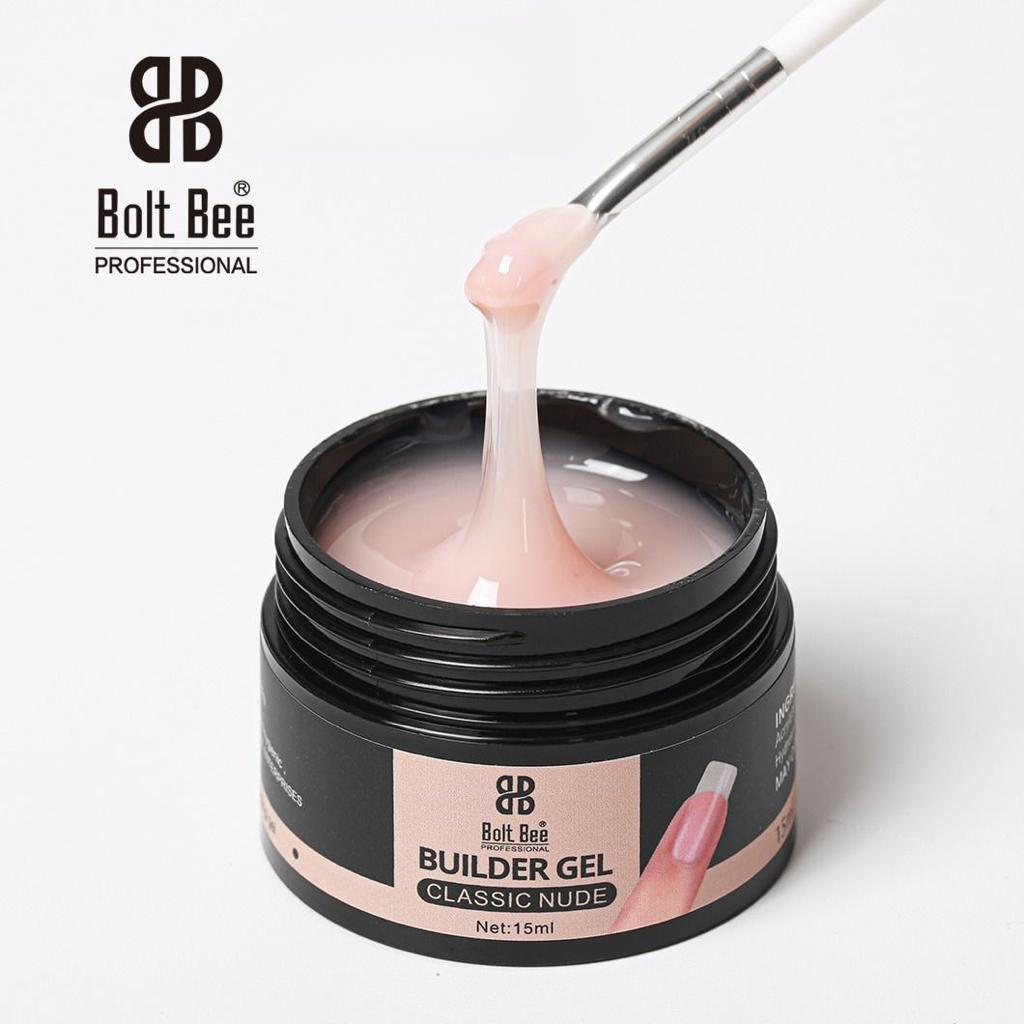 NP78 Bolt Bee Professional Builder Gel - Classic Nude (15ml Jar) for Nail Extensions & Strengthening