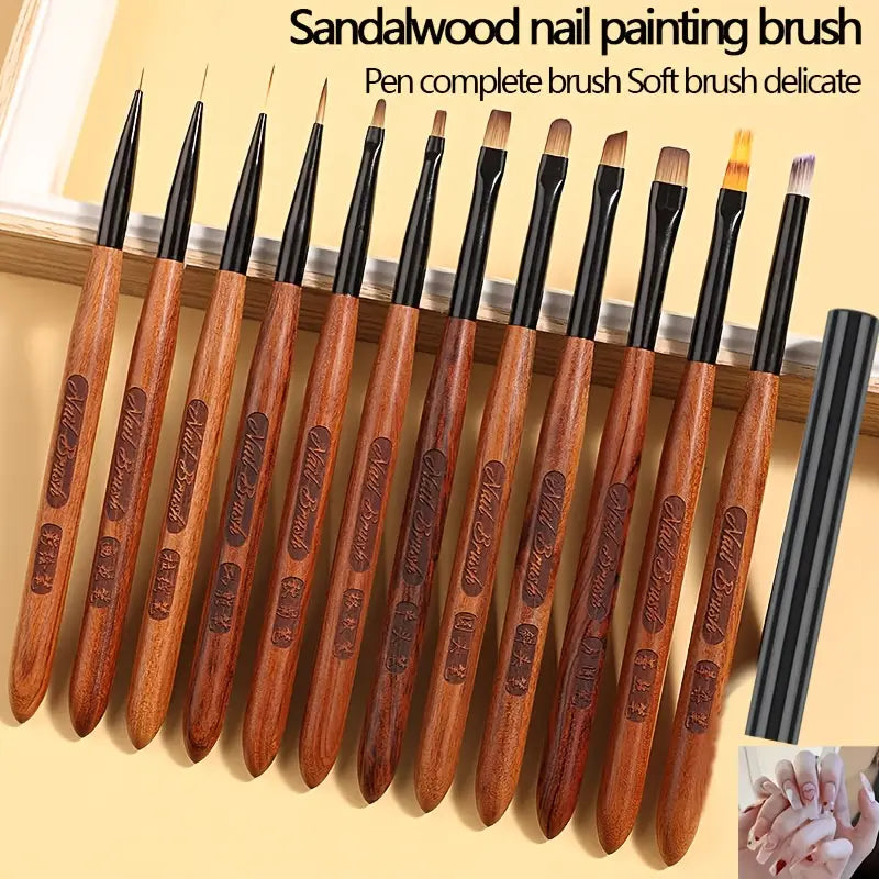 GV761 12pcs Professional Nail Art Brush Set – Gel, Gradient, Detail Brushes & Dotting Pen for Nail Design
