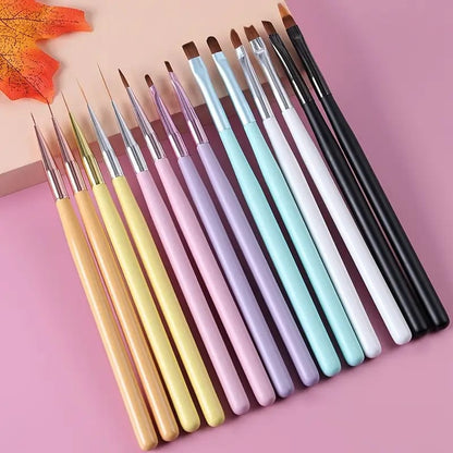 GV703 14PCS Professional Nail Art Brush Set – Liner, Gel Polish & Detailing Brushes for Nail Design
