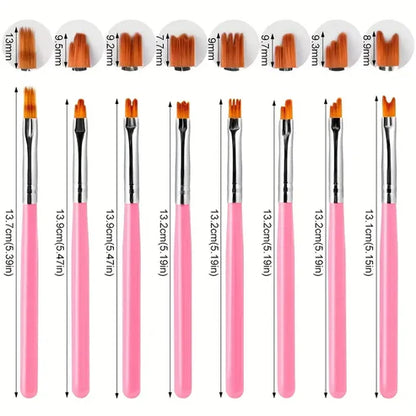 8PCS Nail Art Brush Set – Acrylic & UV Gel Tools for 3D Designs