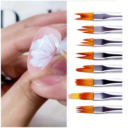 GV759 8PCS Nail Art Brush Set – Professional Acrylic & Gel Design Tools with 3D Builder Pen for Salon-Quality Manicures