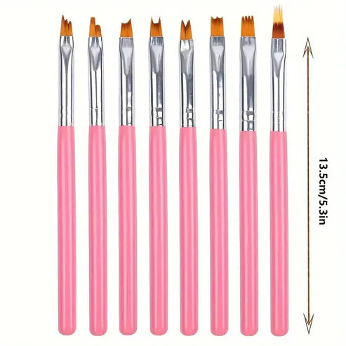 8PCS Nail Art Brush Set – Acrylic & UV Gel Tools for 3D Designs