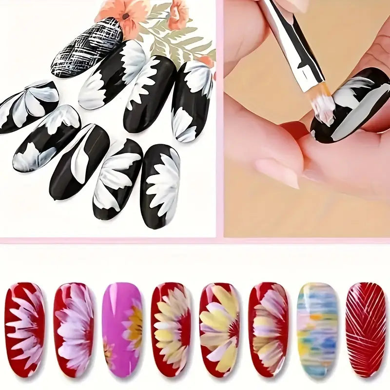 GV759 8PCS Nail Art Brush Set – Professional Acrylic & Gel Design Tools with 3D Builder Pen for Salon-Quality Manicures ( Color may Vary )
