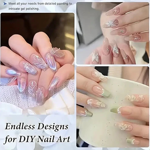 8PCS Nail Art Brush Set – Acrylic & UV Gel Tools for 3D Designs