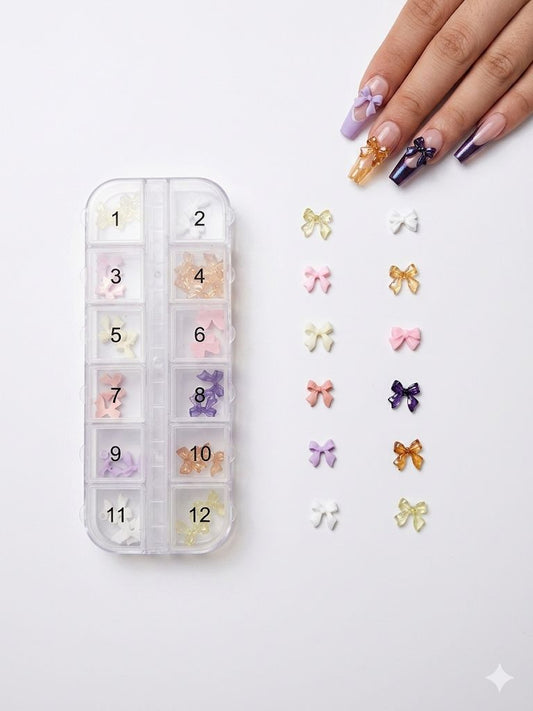 GV1040 3D Nail Art Decoration Set – Bows, Pearls & Flower Charms for Nail Design