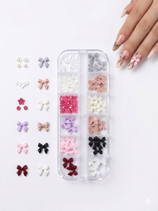 GV1044 3D Nail Art Decoration Set – Bows, Pearls & Flower Charms for Nail Design