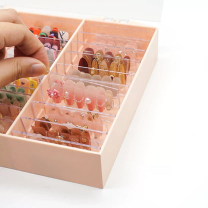 GV853 Acrylic Press-On Nail Holder Case – Multi-Layer Nail Art Storage Box Color May Vary