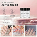 GV831 THR3E STROKES Acrylic Nail Extension Kit, Acrylic Powder x3, Monomer, Dappen Glass & Carving Pen (6 Items in the set) Nail Art Kit