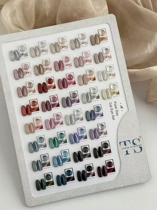 GV1023 THR3E STROKES Polar Day Cat Eye Gel Polish Master Set (36 Colors, 15ml) – Complete Premium Magnetic UV/LED Salon Palette