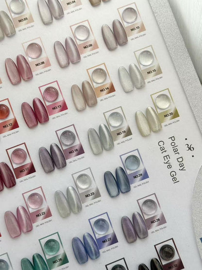 GV1023 THR3E STROKES Polar Day Cat Eye Gel Polish Master Set (36 Colors, 15ml) – Complete Premium Magnetic UV/LED Salon Palette