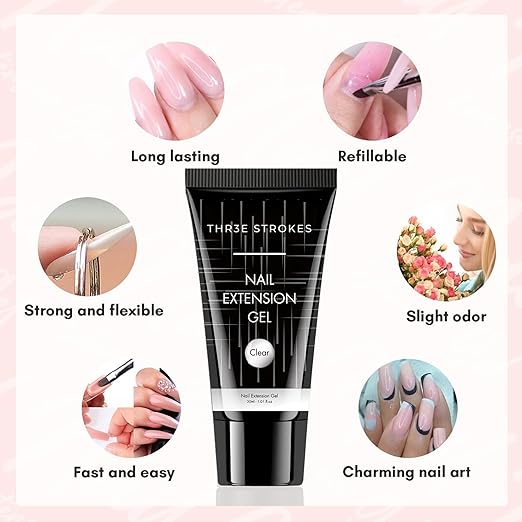 GV1075 Poly Nail Gel Extension Kit With Slip Solution Uv Nail Lamp for Builder Gel UV Nail Art Kit Nail Extension Set {SSD KIT} (PINK, 8 IN 1)