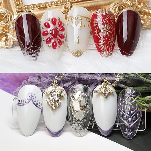 NP06 QUEENFINGER Metallic Gel Nail Polish, 3D Gold, Silver, Rose Gold for Cyber Punk French Nail Design (Pack of 3) 1E+1 grams