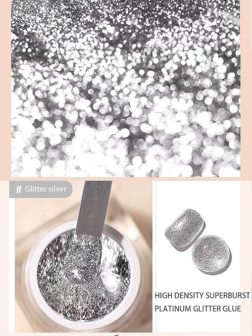 NP05 QUEENFINGER 2 Color Metallic Painting Gel, Golden Silver Painted Gel Nail Polish 3D Metal Painting Gel Drawing Nail Gel Glossy Soak Off UVLED DIY Nail Art Manicure