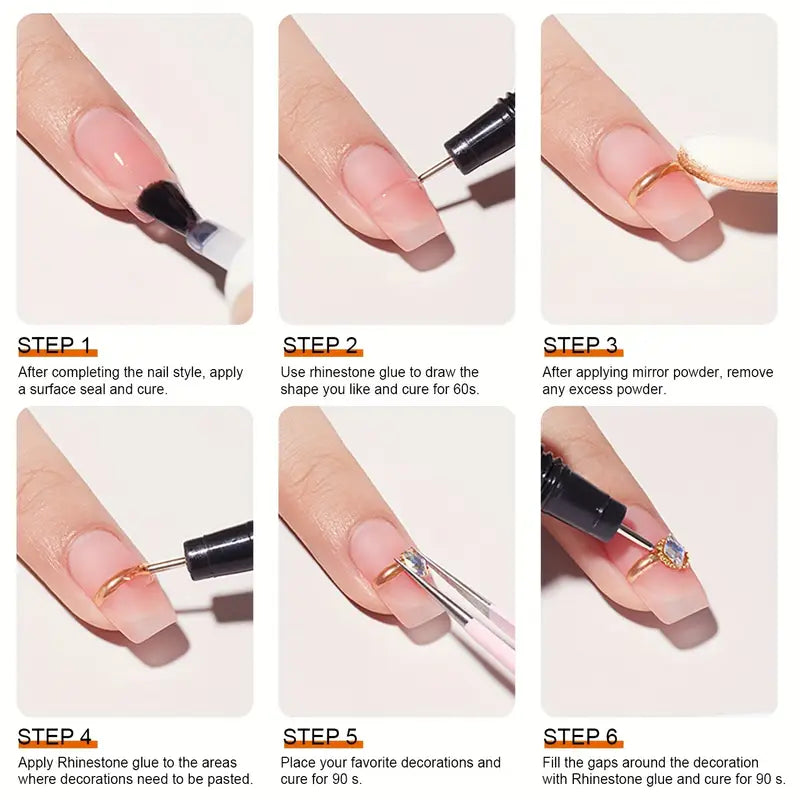 GV769 15ml Super Adhesive Rhinestone Glue for Nails – No Wipe Gel Nail Glue for Crystals, Beads & 3D Nail Art, UV/LED Lamp Cured