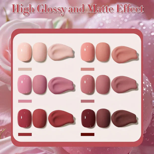 GV970 Vayve Rosalia Gel Polish Set – Solid Colors Pink, Red, Nude 6 Shades
