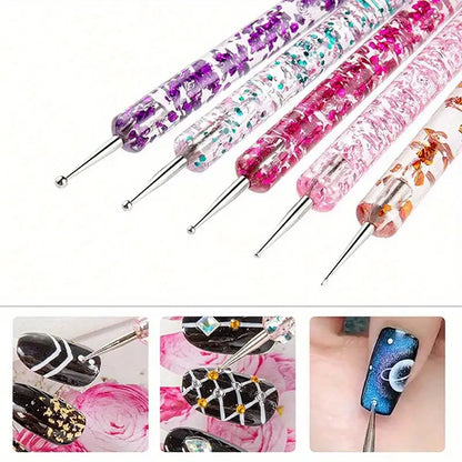 GV750 15pcs Professional Nail Art Brush Set – Gel Polish, Dotting, Sculpting, Flower & Silicone Brushes for DIY Manicure and Nail Design
