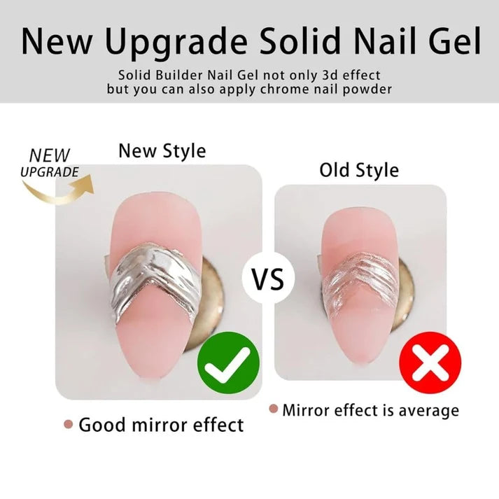 GV1127 THR3E STROKES No Wipe 3D Sculpting Gel for Nails, UV LED Cured Solid Builder Gel for Chrome Powder, Rhinestone Application and Nail Art Painting, 8ml (ROUND DABBA)