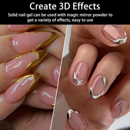 GV1127 THR3E STROKES No Wipe 3D Sculpting Gel for Nails, UV LED Cured Solid Builder Gel for Chrome Powder, Rhinestone Application and Nail Art Painting, 8ml (ROUND DABBA)