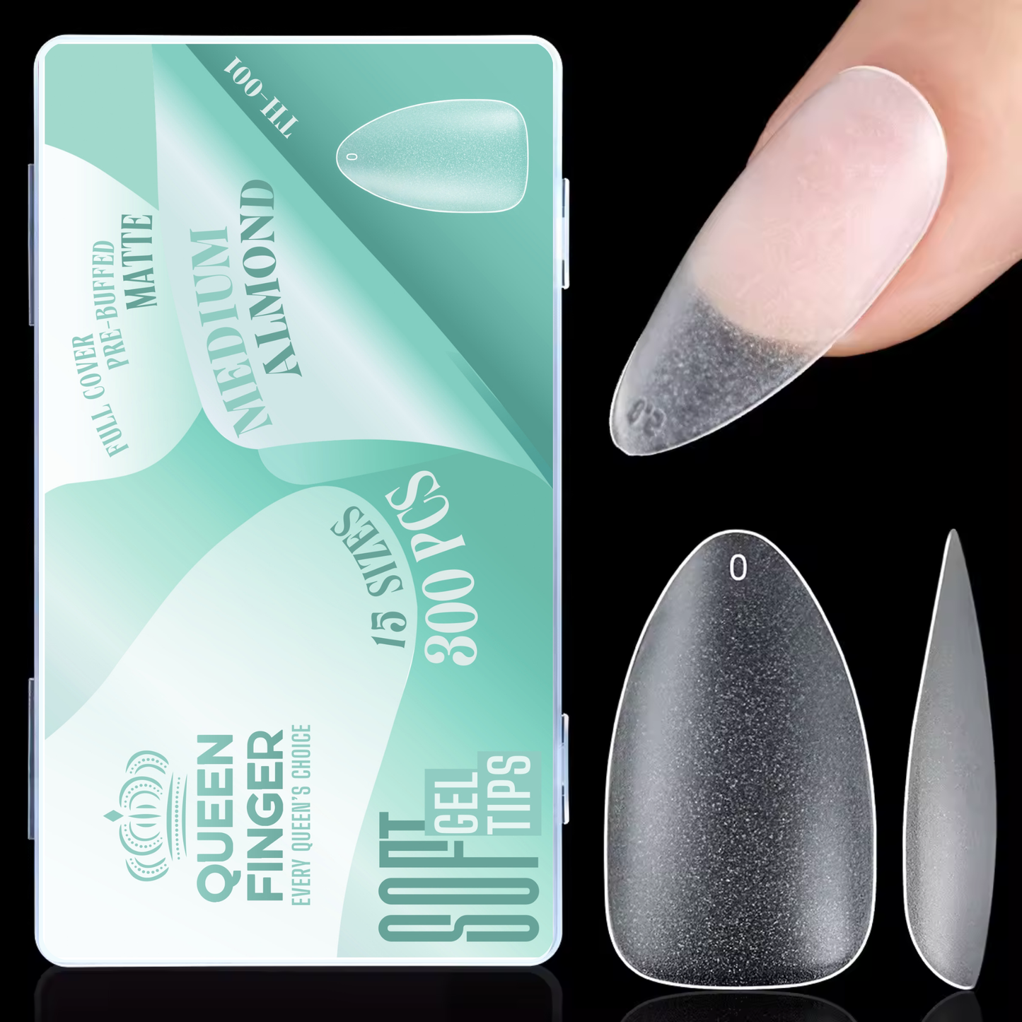 GV873 Soft Gel Nail Tips with Box – 300PCS Clear Gel X Nail Tips Full Cover Fake Nails Soft Acrylic Tips for Nail Extension Manicure at Home or Salon DIY Use for Women and Girls